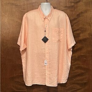 Brooks Brothers 100% Irish Linen Short Sleeve Shirt Mens Big & Tall 4XL Peach